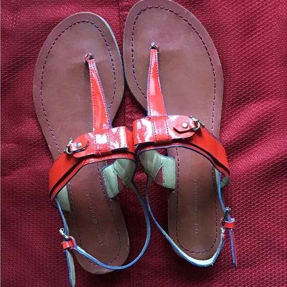 Cherry Red Tommy Hilfiger Sandal Size 8 - Picture 1 of 4